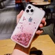 Чехол Glitter для Iphone 11 Pro бампер жидкий блеск Сердце Розовый - изображение 3
