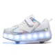 Роликовые кроссовки для девочек с LED подсветкой белые на 2-х колесах (LR 1248) 32(20,5см) - изображение 6