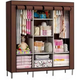 Складной каркасный тканевый шкаф Storage Wardrobe 88130 шкаф на три секции 130*45*175 коричневый - изображение 1