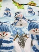 Новогоднее постельное белье "Снеговики во дворе" CottonTwill 1,5 спальное 150х220 см Ранфорс Турция (ДР0142-2) - изображение 2