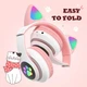 Бездротові навушники з котячими вушками Bluetooth Cat Ear VZV-23M з мікрофоном, AUX, LED підсвічування (Рожеві) Pink - зображення 4