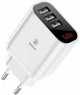 Сетевое зарядное устройство Baseus Mirror Traveler Intelligent Digital Display 3.4A 3USB white - изображение 1