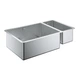 Мойка для кухни GROHE из нержавеющей стали Sink K700U 760x450мм прямоугольная интегрированная матовая 0.7мм на полторы чаши с сифоном 31575SD0 - изображение 1