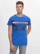 Футболка хлопковая длинная мужская Tommy Hilfiger 9632.3 S Голубая - изображение 1