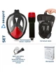 Маска для плавания Seagard Easybreath-II S/M с 4 клапанами и креплением для камеры полнолицевая панорамная сферическая линза с обзорностью 180° Черная с красным - изображение 5