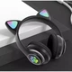 Беспроводные наушники с кошачьими ушками Bluetooth и RGB подсветкой Cat VZV-23M Чёрные - изображение 1