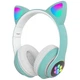 Беспроводные наушники с кошачьими ушками Bluetooth и RGB подсветкой Cat VZV-23M Бирюзовые - изображение 1