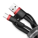 Дата кабель Baseus Cafule Type-C Cable 3A (1m) (CATKLF-B) Червоний / Чорний - зображення 2