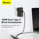 Блок питания Baseus 100W GaN2 Pro Quick Charger |2xUSB/2xType-C, QC/PD, 5A| + кабель USB-C 100W для MacBook/Huawei/Samsung/Asus/Google/Lenovo black - изображение 8