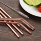 Металеві еко трубочки для напоїв STRAWS BAR багаторазові соломинки для коктейлів з металу в наборі 8 штук і 2 щітки для чищення ROSE GOLD (SRSTRROSGLD01) - зображення 3
