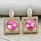 Сережки Xuping з кристалами Swarovski 83128 розмір 15х10 мм колір рожевий вага 2.7 г позолота 18К - зображення 2