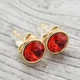 Сережки Xuping з кристалами Swarovski 21419 розмір 9х9 мм колір червоний позолота 18К - зображення 2