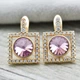 Серьги Xuping с кристаллами Swarovski 83128 размер 15х10 мм цвет светло-розовый вес 2.7 г позолота 18к - изображение 1