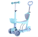 Детский самокат трехколесный Children's Scooter с родительской ручкой Голубой - изображение 1