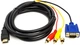 Кабель PowerPlant HDMI (M) - VGA (M) / 3xRCA (M) 1080p 1 м Черный (CA912018) - изображение 1