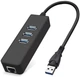 Адаптер Dynamode USB 3.0 - RJ45 Gigabit Lan с 3-х портовым хабом USB 3.0 (USB3.0-Type-A-RJ45-HUB3) - изображение 1