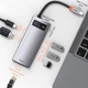 HUB адаптер USB BASEUS Type-C Metal Gleam Series 6-in-1 Multifunctional Docking Station 3USB, HDMI, Type-C, 100W PD, LAN переходник хаб (CAHUB-CW0G) - изображение 3