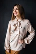 Блуза з бантом на комірі з Армані WearMe, Динара бежевий S (44) - зображення 1