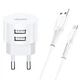 СЗУ USAMS T20 Dual USB Round Travel Charger (EU)+U35 Micro USB cable Белый - изображение 1