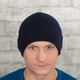 Мужская вязаная шапка КАНТА Fashion Hat на флисе 50-60 Темно-Синий (MC-106) - изображение 2