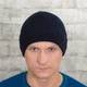 Мужская вязаная шапка КАНТА Fashion Hat на флисе 50-60 Темно-Синий (MC-113) - изображение 2