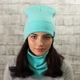 Женская вязаная шапка с Buff снуд КАНТА Fashion Hat размер 50-60 Голубой (OC-010) - изображение 2