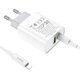 Сетевое зарядное устройство Hoco C80A USB/ Type-C PD QC 20W 3.1A Type-C to Lightning белое - изображение 4