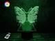 3D ночник "Бабочка" (УВЕЛИЧЕННОЕ ИЗОБРАЖЕНИЕ) подарочная упаковка + 16 цветов + пульт ДУ + сетевой адаптер&nbsp;+ батарейки (3ААА) &nbsp;3DTOYSLAMP - изображение 1