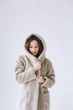 Шуба з овечої шерсті Sheep brand Tilda 90см розмір M з капюшоном, сірий - зображення 6