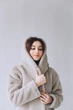 Шуба з овечої шерсті Sheep brand Tilda 90см розмір M з капюшоном, сірий - зображення 7