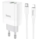 Адаптер мережевий Hoco Type-C to Lightning cable rapido charger set C80A |1USB/1Type-C, QC/PD, 20W, 3A| білий - зображення 1