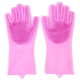 Силиконовые многофункциональные перчатки для мытья и чистки Magic Silicone Gloves Малиновый - изображение 5