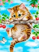 Алмазная Мозаика SHLab Котенок на Вишне Набор Вышивки Камнями SH-23532 20x30 см (Полная Выкладка) (23532) - изображение 1