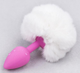 Анальная пробка Slash с круглым хвостиком Silicone Anus Plug, L цвет розовый/белый (20756834000000000) - изображение 1