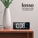 Часы настольные электронные зеркальные Losso Premium (BT) с LED подсветкой и термометром (белые), будильник - изображение 5