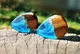 Вушні плаги каплі WoodWork дерев'яні зі смолою блакитні - изображение 2