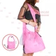 Cкладное сумка - шоппер для щоденного використання SHOPPING BAG TO ROLL для покупок на кожен день - згорнута в чохол брелок Рожевий / Чорний - зображення 10
