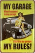 Металева табличка "Мій Гараж, Мої Правила (Pin Up)" (ms-001543) - зображення 1