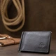 Мужской зажим для денег с монетницей GRANDE PELLE 11548 Черный - изображение 7