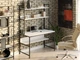 Стіл комп'ютерний письмовий з металевим каркасом в стилі Лофт (Loft) DrevoGoods посилений, прямий, робочий для дому та офісу 1200х750х600мм; метал: Чорний; дерево: Білий + стелаж з полицями (709|49) - зображення 1