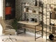 Стіл комп'ютерний письмовий з металевим каркасом в стилі Лофт (Loft) DrevoGoods посилений, прямий, робочий для дому та офісу 1200х750х600мм; метал: Чорний; дерево: Дуб Сонома + стелаж з полицями (707|49) - зображення 2