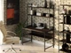 Стол компьютерный письменный с металлическим каркасом в стиле Лофт (Loft) DrevoGoods усиленный, прямой, рабочий для дома и офиса 1200х750х600мм; металл: Черный; дерево: Венге + стеллаж с полками (708|49) - изображение 2