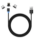 Дата кабель USB 3в1 (Lightning+MicroUSB+Type-C) Magnet only charge ColorWay (CW-CBUU020-BK) - изображение 1
