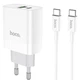 Мережевий зарядний пристрій Hoco C80A Rapido 20 Вт USB-C+USB-A PD/QC з кабелем Type-C білий - зображення 1