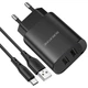 Зарядне мережеве BOROFONE BN2 Super fast (2USB 2.1A) Type-C Чорний - изображение 1
