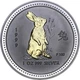 Срібна монета 1oz Рік Кролика 1 долар 1999 Австралія (позолота) - зображення 1