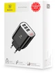 Сетевое зарядное устройство Baseus USB Wall Charger 3xUSB 3.4A Mirror Lake Intelligent Digital Display Black - изображение 7