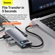 USB-хаб Baseus Metal Gleam Series 5-in-1 Type-C Gray (CAHUB-CX0G) - изображение 17