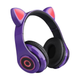 Наушники ушки котика CAT 47 Bluetooth беспроводные, полноразмерные светящиеся Violet - изображение 4