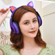 Наушники ушки котика CAT 47 Bluetooth беспроводные, полноразмерные светящиеся Violet - изображение 8
